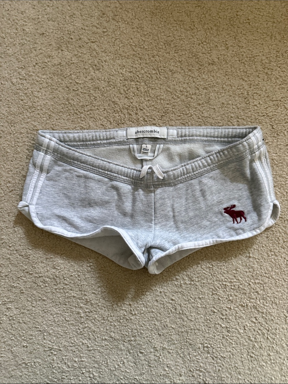 Abercrombie & Fitch Light Gray Athletic Lounge Shorts w/ Red Moose, read note 👇